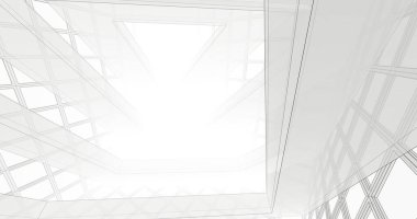 Mimari sanat konseptinde soyut çizgiler, minimum geometrik şekiller. 