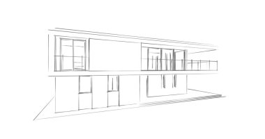  Mimarlık binasının 3D modelleme yazılım tasarımı, dahili illüstrasyon