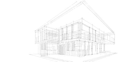  Mimarlık binasının 3D modelleme yazılım tasarımı, dahili illüstrasyon