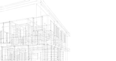  Mimarlık binasının 3D modelleme yazılım tasarımı, dahili illüstrasyon