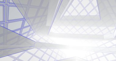 Mimari sanat konseptinde soyut çizgiler, minimum geometrik şekiller. 