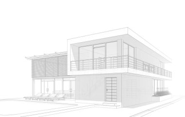 Mimari sanat konseptinde soyut çizgiler, minimum geometrik şekiller. 