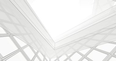 Mimari sanat konseptinde soyut çizgiler, minimum geometrik şekiller. 