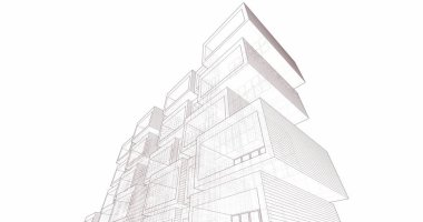 Mimari sanat konseptinde soyut çizgiler, minimum geometrik şekiller. 