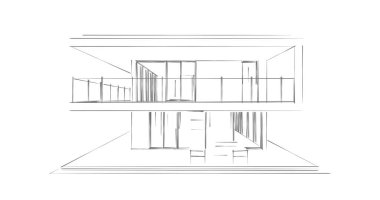  Mimarlık binasının 3D modelleme yazılım tasarımı, dahili illüstrasyon