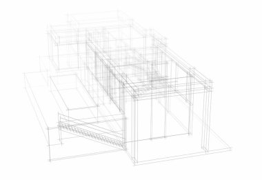 Mimari sanat konseptinde soyut çizgiler, minimum geometrik şekiller. 