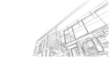  Mimarlık binasının 3D modelleme yazılım tasarımı, dahili illüstrasyon