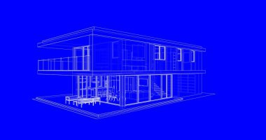  Mimarlık binasının 3D modelleme yazılım tasarımı, dahili illüstrasyon