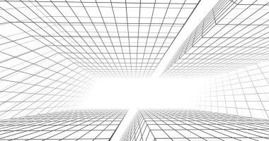 Mimari sanat konseptinde soyut çizgiler, minimum geometrik şekiller. 