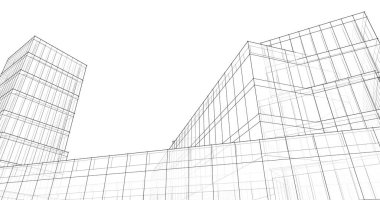 Mimari sanat konseptinde soyut çizgiler, minimum geometrik şekiller. 