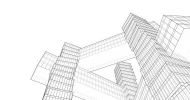 Mimari sanat konseptinde soyut çizgiler, minimum geometrik şekiller. 