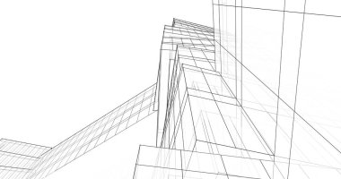 Mimari sanat konseptinde soyut çizgiler, minimum geometrik şekiller. 