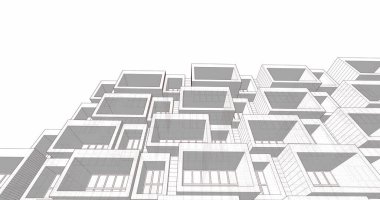 Mimari sanat konseptinde soyut çizgiler, minimum geometrik şekiller. 