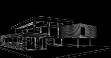 Mimari sanat konseptinde soyut çizgiler, minimum geometrik şekiller. 