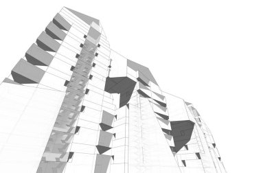 Mimari sanat konseptinde soyut çizgiler, minimum geometrik şekiller. 