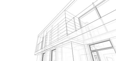  Mimarlık binasının 3D modelleme yazılım tasarımı, dahili illüstrasyon