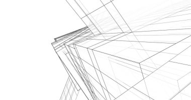 Mimari sanat konseptinde soyut çizgiler, minimum geometrik şekiller. 