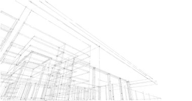  Mimarlık binasının 3D modelleme yazılım tasarımı, dahili illüstrasyon