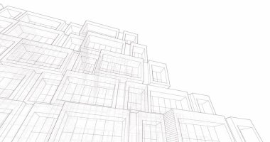 Mimari sanat konseptinde soyut çizgiler, minimum geometrik şekiller. 