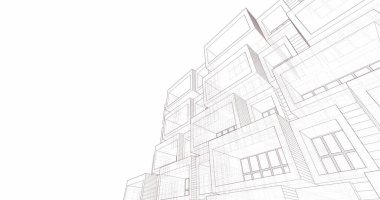 Mimari sanat konseptinde soyut çizgiler, minimum geometrik şekiller. 