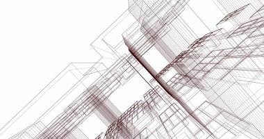 Mimari sanat konseptinde soyut çizgiler, minimum geometrik şekiller. 