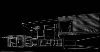 Mimari sanat konseptinde soyut çizgiler, minimum geometrik şekiller. 