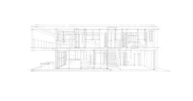  Mimarlık binasının 3D modelleme yazılım tasarımı, dahili illüstrasyon