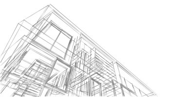  Mimarlık binasının 3D modelleme yazılım tasarımı, dahili illüstrasyon