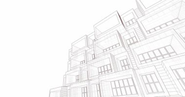 Mimari sanat konseptinde soyut çizgiler, minimum geometrik şekiller. 