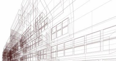 Mimari sanat konseptinde soyut çizgiler, minimum geometrik şekiller. 