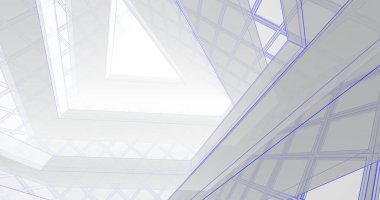 Mimari sanat konseptinde soyut çizgiler, minimum geometrik şekiller. 