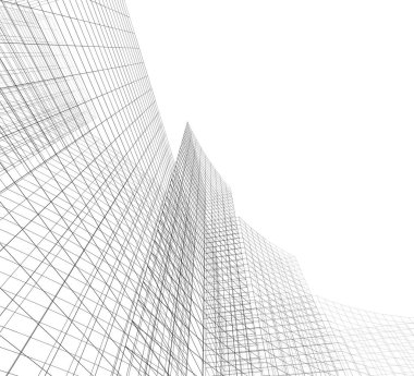 Mimari sanat konseptinde soyut çizgiler, minimum geometrik şekiller. 