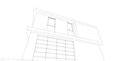  Mimarlık binasının 3D modelleme yazılım tasarımı, dahili illüstrasyon