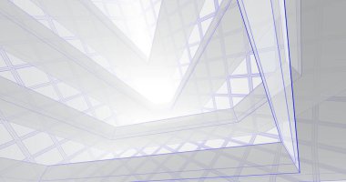 Mimari sanat konseptinde soyut çizgiler, minimum geometrik şekiller. 