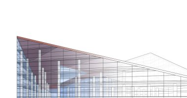 Mimari sanat konseptinde soyut çizgiler, minimum geometrik şekiller. 