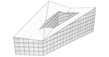 Mimari sanat konseptinde soyut çizgiler, minimum geometrik şekiller. 