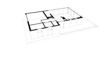  Mimarlık binasının 3D modelleme yazılım tasarımı, dahili illüstrasyon