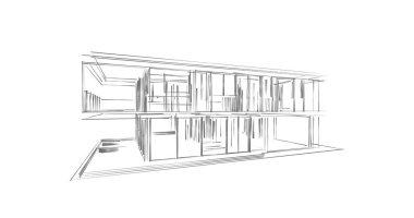  Mimarlık binasının 3D modelleme yazılım tasarımı, dahili illüstrasyon