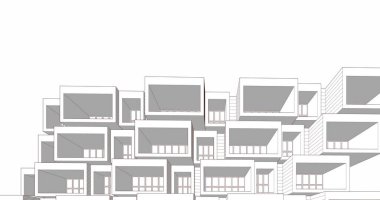 Mimari sanat konseptinde soyut çizgiler, minimum geometrik şekiller. 