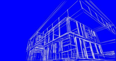  Mimarlık binasının 3D modelleme yazılım tasarımı, dahili illüstrasyon