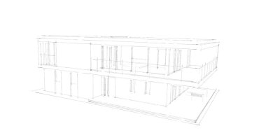  Mimarlık binasının 3D modelleme yazılım tasarımı, dahili illüstrasyon