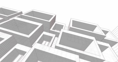 Mimari sanat konseptinde soyut çizgiler, minimum geometrik şekiller. 