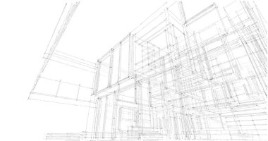  Mimarlık binasının 3D modelleme yazılım tasarımı, dahili illüstrasyon