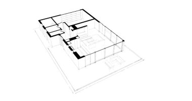  Mimarlık binasının 3D modelleme yazılım tasarımı, dahili illüstrasyon