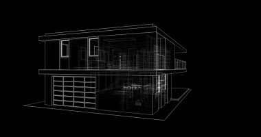  Mimarlık binasının 3D modelleme yazılım tasarımı, dahili illüstrasyon