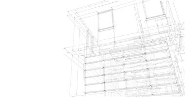  Mimarlık binasının 3D modelleme yazılım tasarımı, dahili illüstrasyon