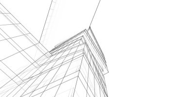 Mimari sanat konseptinde soyut çizgiler, minimum geometrik şekiller. 