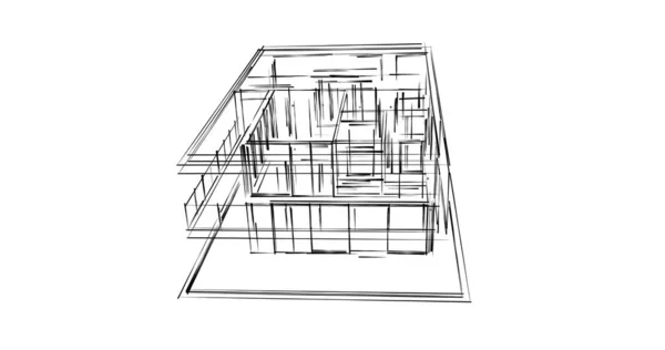 Progettazione Software Modellazione Architettura Edificio Illustrazione Interna — Foto Stock