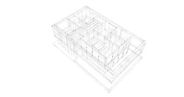 Diseño Software Modelado Del Edificio Arquitectura Ilustración Interiores —  Fotos de Stock