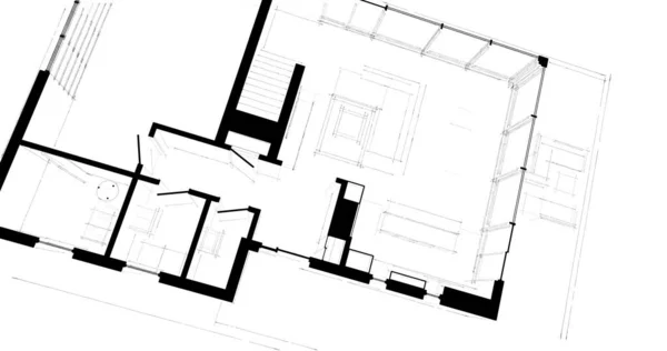 Projektowanie Oprogramowania Modelowania Budynku Architektury Ilustracja Wnętrza — Zdjęcie stockowe